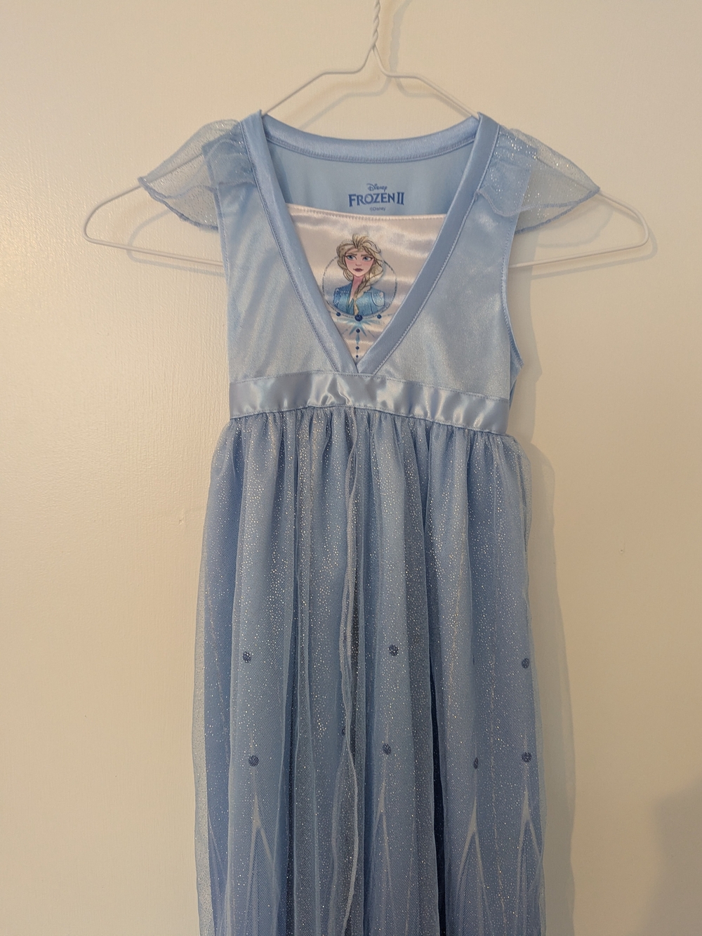 Disney Frozen II Elsa Dress XS 4/5 Girls Blue Glitter Tulle Princess Costume